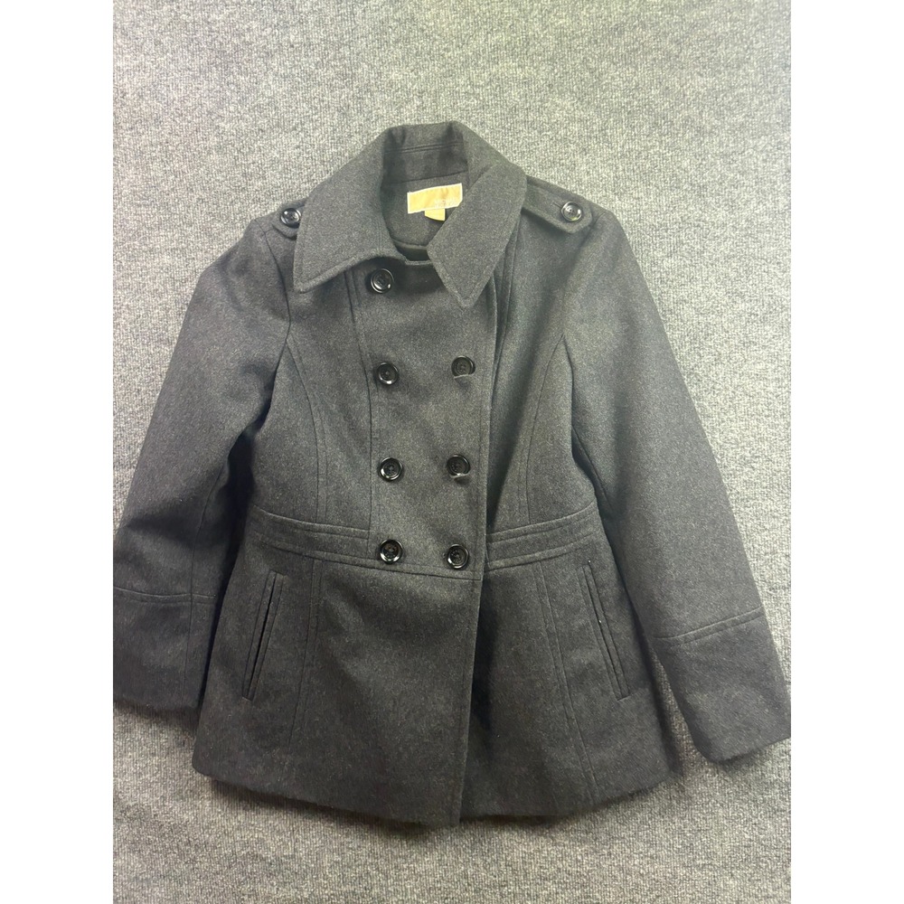 Michael Kors Pea Coat Mens Small Gray Wool Blend Double Breasted Jacket
